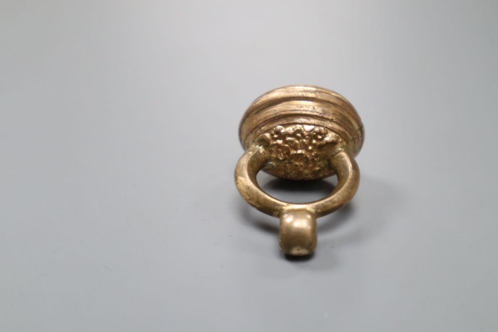 A 19th century yellow metal intaglio seal ring